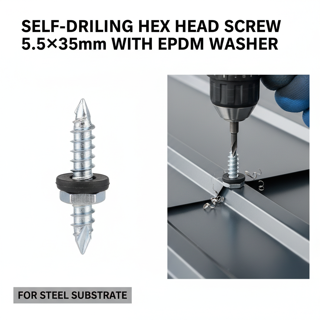Wkręty samowiercące HEX z podkładką 5.5×35mm GT12 do stali do 12mm (op. 250 szt.)