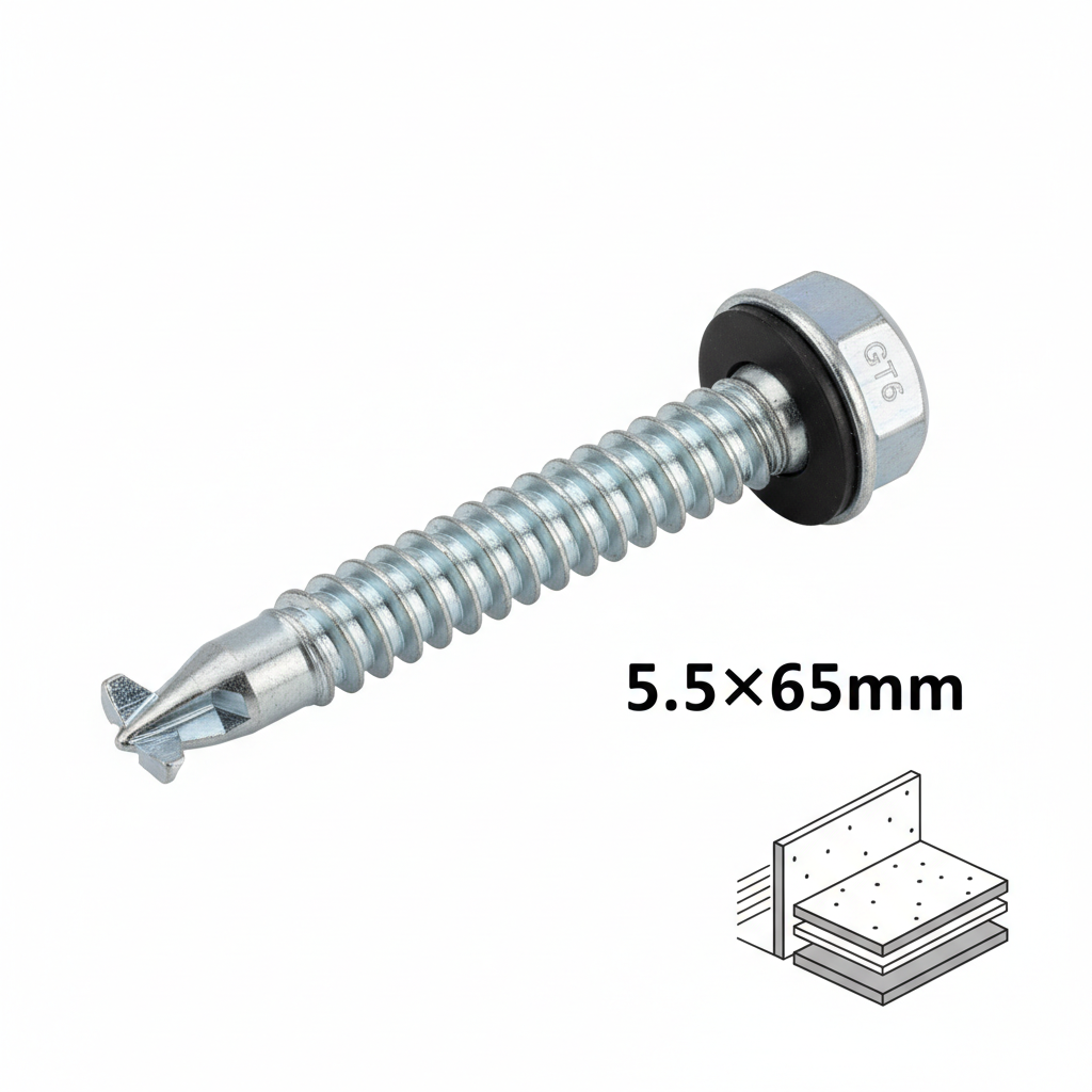 Wkręty GT6 5.5×65mm do płyt warstwowych — stal do 6mm (op. 250 szt.)