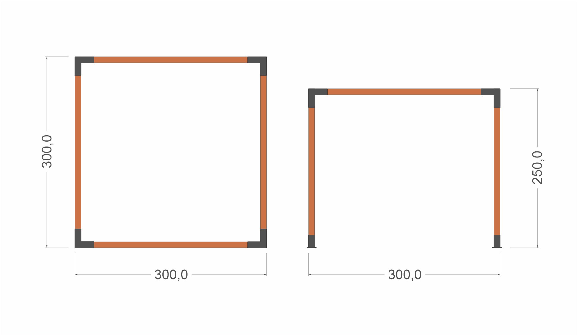 Pergola ogrodowa 3×3m — seria B (moduł 3×3m)
