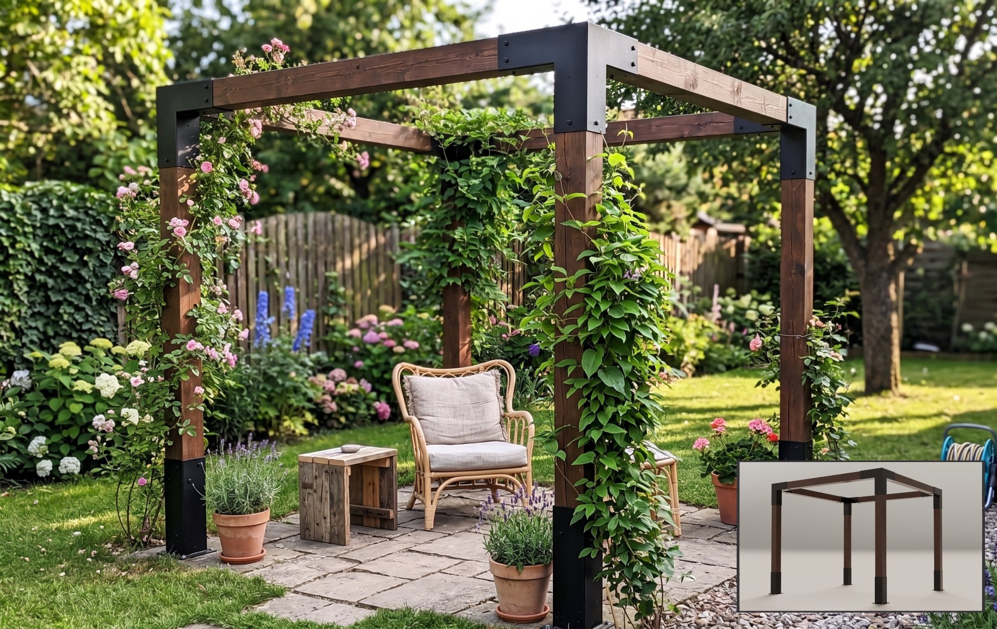 Pergola ogrodowa 3×3m — seria B (moduł 3×3m)