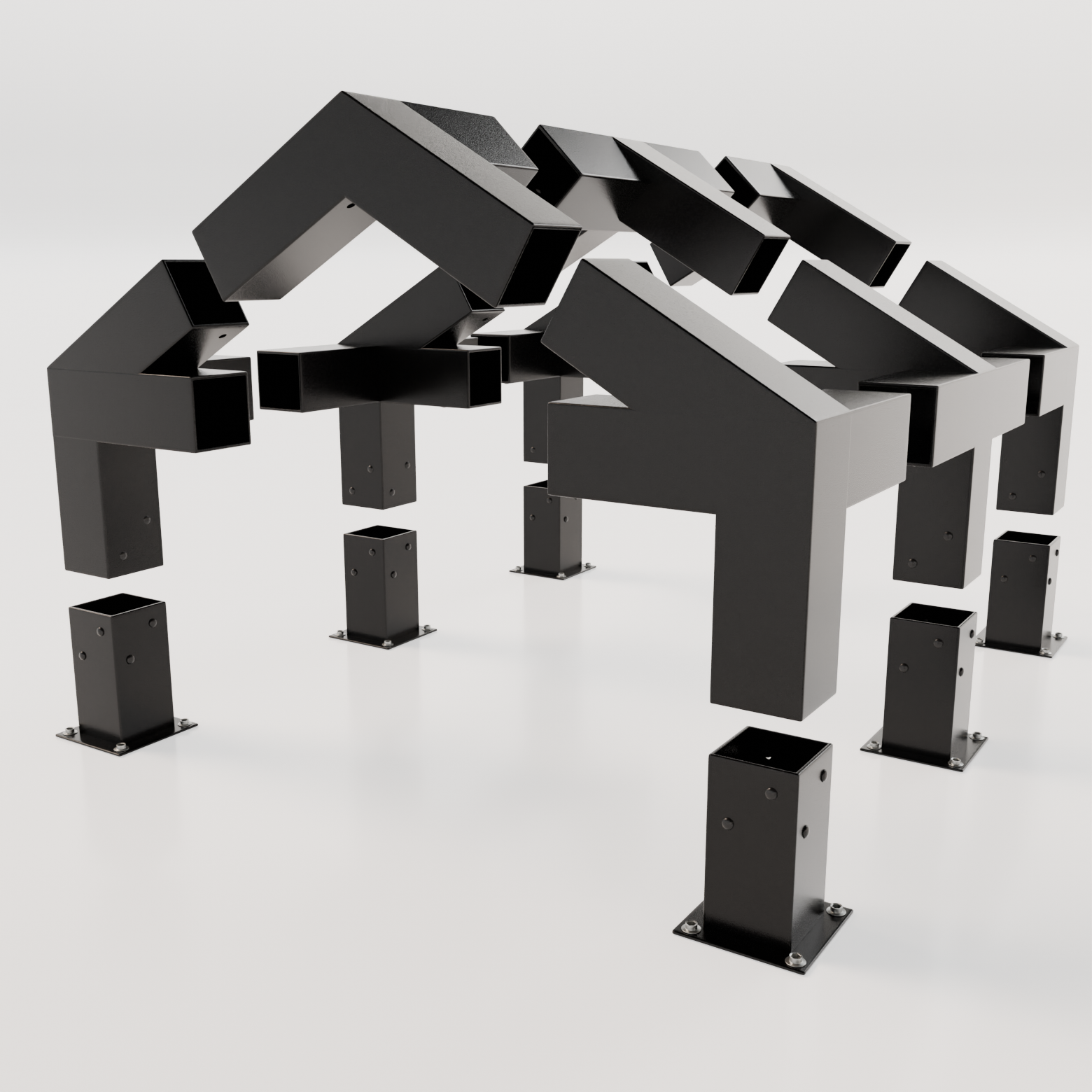 Pergola ogrodowa A-Type 3×3m - Zestaw: Łączniki, podstawy