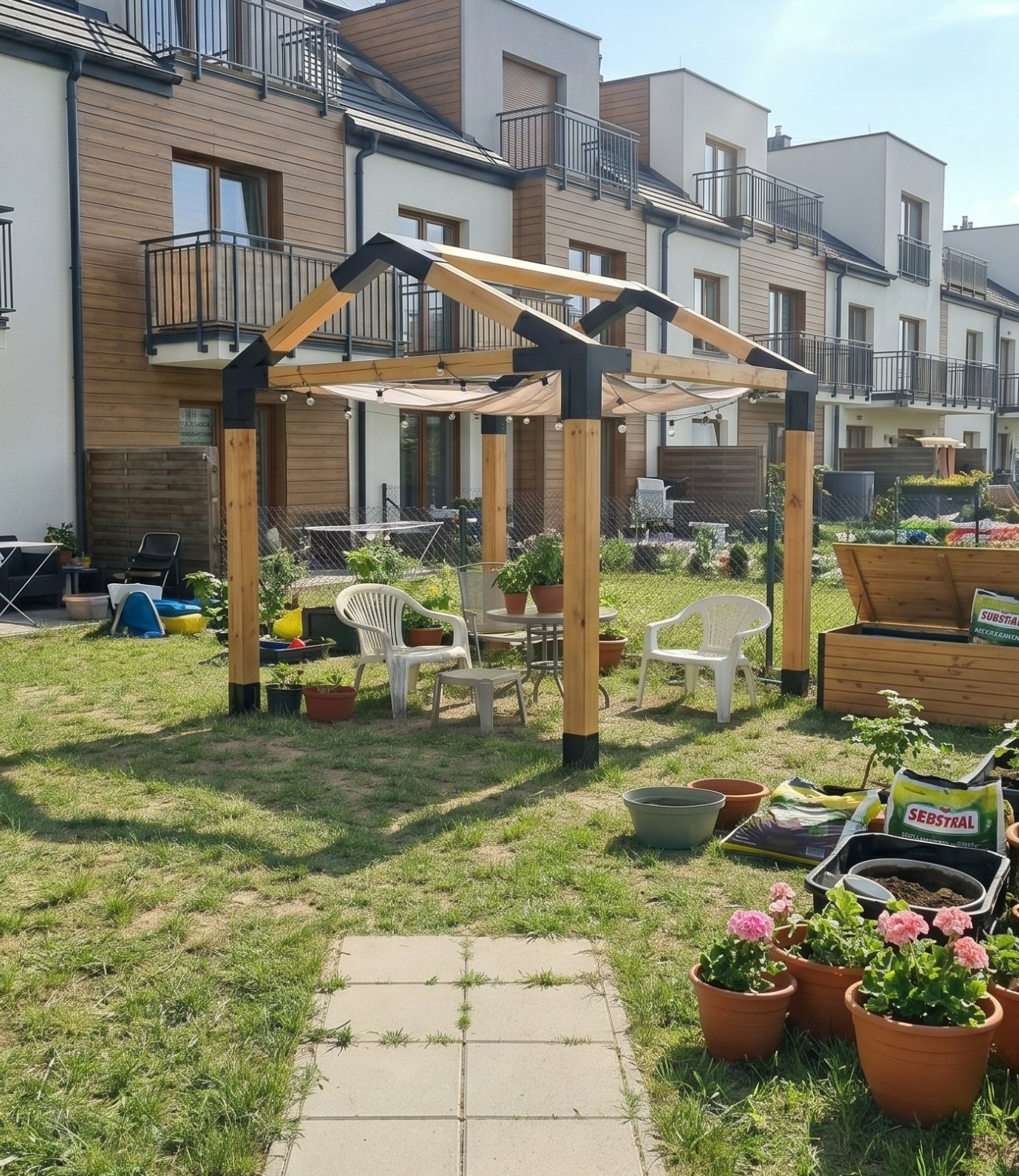 Pergola ogrodowa A-Type 3×6m - Zestaw: Łączniki, podstawy